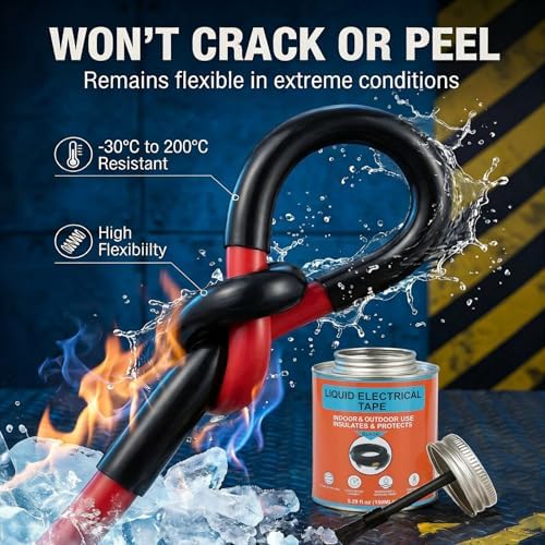 Liquid Electrical Tape, 5.29OZ, Waterproof, UV Resistant, Airtight Seal, Extreme Temperature Flexible, Corrosion Proof, Integrated Brush, Marine Automotive Household