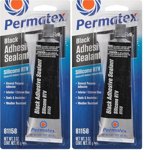 Permatex 81158 Black Silicone Adhesive Sealant, 3 oz. Tube, Pack of 2