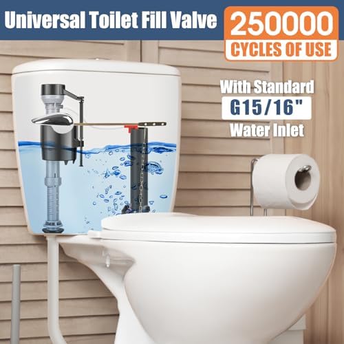 Universal Toilet Flusher Replacement Kit, Water-Saving & Height Adjustable Fill Valve, 2-Inch Flapper, Toilet Handle Lever, Quiet & Anti-Siphon Toilet Repair Kit Inside Tank (Black, 1-Pack)