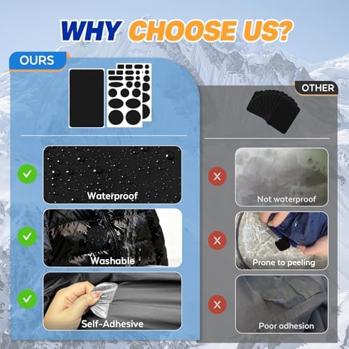 OAZ 35Pcs Down Jacket Repair Patch Kit Pre-Cut Nylon Patches for Clothes Self-Adhesive Fabric Tape Waterproof Lightweight Outdoor Gear Tenacious Repair Tape for Puffer Jacket Coat Tent Backpack(Gray)