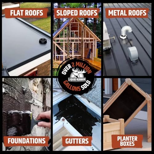 Liquid Rubber Waterproof Sealant - Roof & Gutter Coating, Black, 5 Gallon
