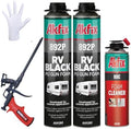 Akfix 892P Black Spray Foam Sealant (2x24oz)- UV Resistant Polyurethane Expanding Insulation, Waterproof, for RV, Pond, Waterfall & Landscape | Gun&Cleaner Included | 24oz 2 Pack