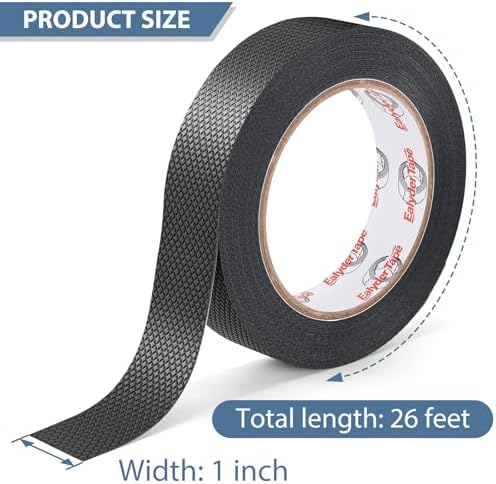 1" x 26FT Rubber Grip Tape Black Ultra-Thin Anti-Slip Tape for Handles