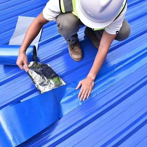 Waterproof Sealant Tape Self Adhesive Rubberized Asphalt Tape for RV Roof Metal Roof Corrugated Roof Leak Repair UV Resistant Heavy Duty Waterproofing Membrane(Blue, 19.68in*196.85in)