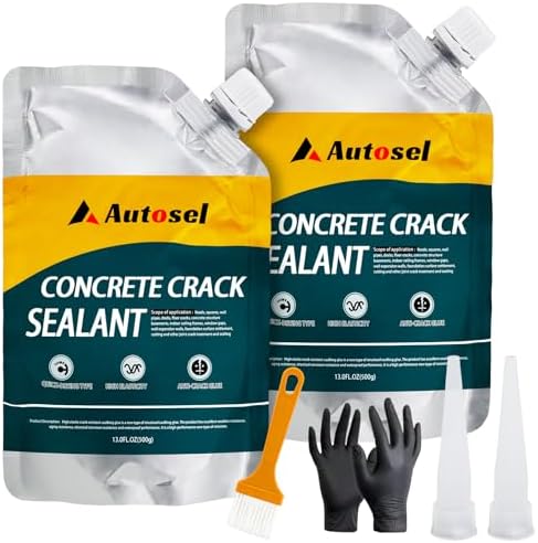 Concrete Crack Filler, Cement Crack Filler, Self Leveling Concrete Crack Repair Sealant–Quick-Drying, Waterproof, Durable Filler for Driveway, Sidewalk & Expansion Joint Repair-2 PCS