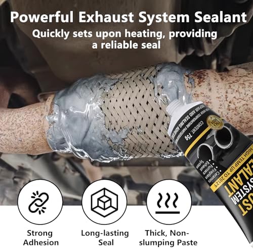 LOCBONDSO Muffler Repair Kit, Heat Resistant Exhaust Sealant, 2.6 oz