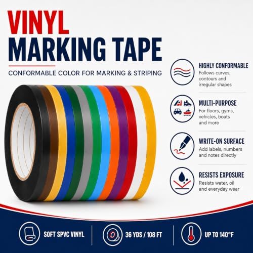 GGR Supplies CVT-536 Emerald Green Vinyl Floor Marking Tape, 4 x 36 Yards | Dance Floor Tape; Gym Lane Marking; Vehicle and Boat Pinstriping; Write-On Color Coding; Conformable, Water and Oil Resistant