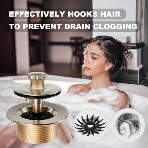 Bathtub Drain Stopper & Two-Hole Overflow Kit, Tub Drain Hair Catcher
