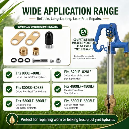 850SB Yard Hydrant Repair Kit Compatible with Simmons 800LF, 800SB, 4800LF, 5800LF, 6800LF Series, Replaces 850SB 9401324 & 8842 Plunger, 8-Piece Frost Proof Water Hydrant Parts Kit to Fix Leaks