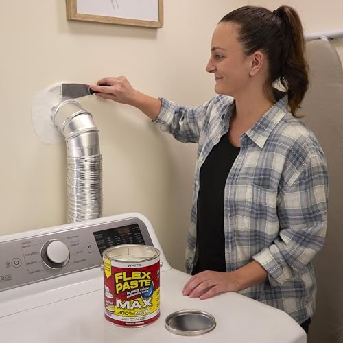 Flex Paste, Waterproof Paintable Putty, Spackle Sealant, Fill Gaps Cracks Holes - Block Out Water and Air - UV Resistant - Walls, Drywall, EPDM, Concrete, Roof, RV Repairs, White, MAX