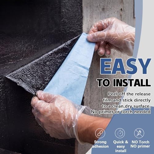 Rubberized Waterproof House Wrap, Self Adhesive Bitumen 20 in x 33 ft, 40 Mil Thick Asphalt Roofing Membrane for House Wrap, Leak Repair & Waterproof Sealing