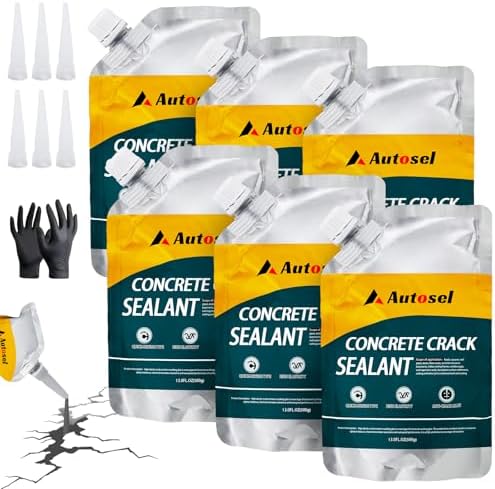 Concrete Crack Filler, Cement Crack Filler, Self-Leveling Crack Filler Concrete Repair, Asphalt Crack Filler, Quick-Drying – No Cracking, Sealant for Repairing Driveway Cracks and Roof Leaks – 6 Pack