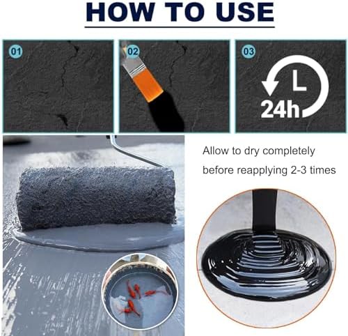 Waterborne Polyurethane Waterproof Sealant,Water-Based Polyurethane,Polyurethane Waterproof Coating,Waterproof Sealant for Roof Leaks,for Walls,Garden,Gutter,Concrete Cracks (Black,1000G)