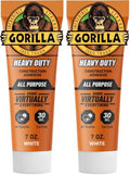 Gorilla Heavy Duty Construction Adhesive, White Glue, 7 Ounce Squeeze Tube (Pack of 2) - Gap Filling and Waterproof