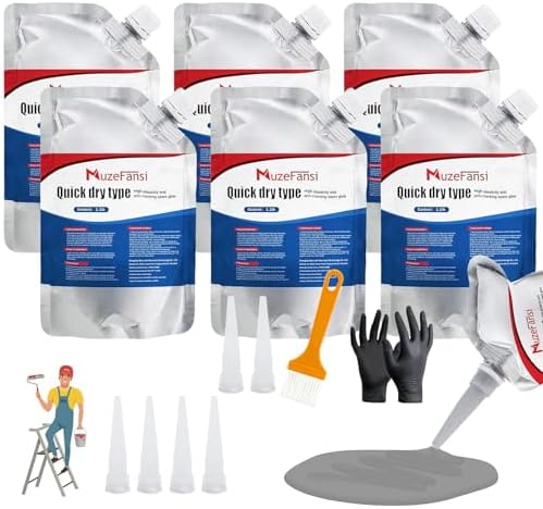 Concrete Crack Filler, Slab Concrete Crack Waterproof Repair Sealant, Weather-Resistant Caulking Glue, Quick-Drying Sealing Adhesive(6 pcs)