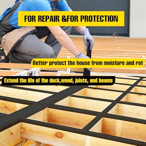 Joist Tape for Decking,6 Rolls 2" X 50' Butyl Tape,Weatherproof Butyl Sealant Deck Tape Joist- Deck Flashing Tape for Wood Joists Decks Roof