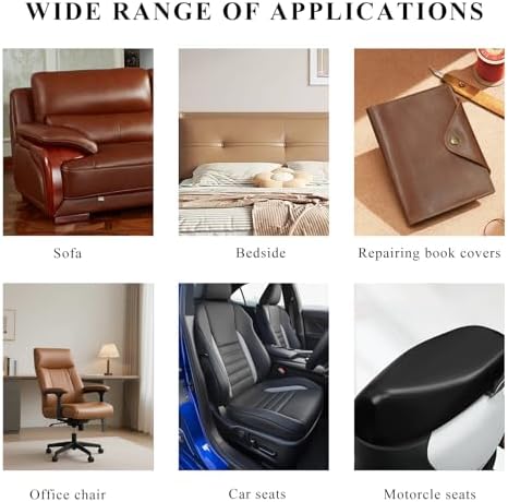 2 PCS Leather Repair Patch Tape, 4 x 8 Inch Waterproof PU Leather Repair Tape for Car Seat, Self-Adhesive Patch Kit for Repairing Couch Chairs Furniture, Car Accessories (Dark Brown)