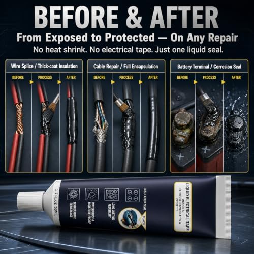 Liquid Electrical Tape Waterproof Insulation Brush-On Marine Auto 1,7oz