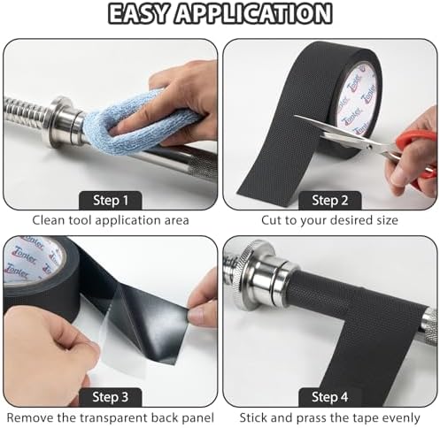Ultra-Thin Black Anti-Slip Rubber Grip Tape 4" x 16.5FT Strong Adhesive | Ultra-thin textured non-slip pad for handles, waterproof heat resistant, firm adhesion, easy to cut and apply