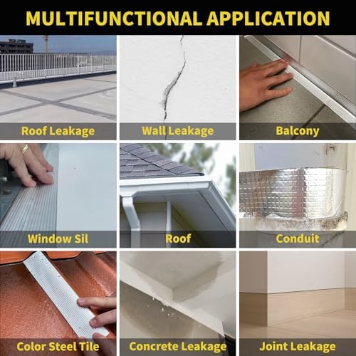 Butyl Tape Waterproof Tape, Professional Aluminum Butyl Rubber Tape | for Pipe/Metal/RV Awning/Roof Leak/Window Seal/Boat, 5.9in Wide 16.4ft Long