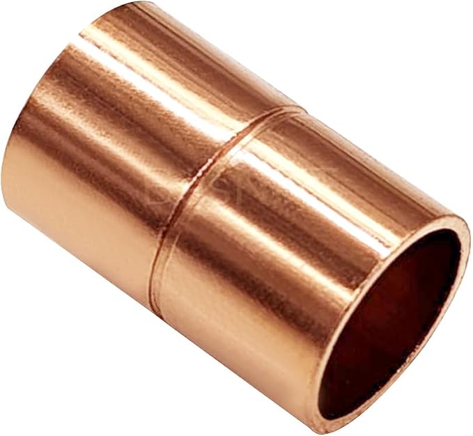 1 Pc 1-1/2 Inch Straight Copper Coupling Fittings,Pipe Solder Joint | C X C Sweat Connection Adapter For Hvac Air Conditioning Plumbing Refrigeration,Durable Premium Copper,Pipe Welding Joint