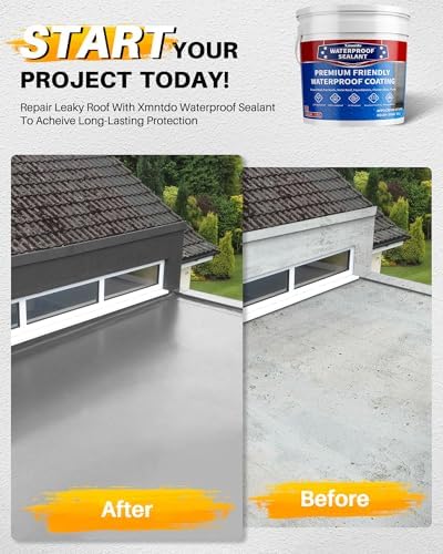 Polyurethane Waterproof Coating, Roof Leak Crack Repair, 1 Gallon, Grey