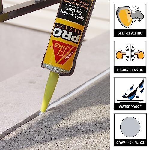 Sikaflex Self Leveling Polyurethane Sealant, Gray | Accelerated Curing | For Concrete Joints | Horizontal Application | 10.1 fl oz (4-Pack)