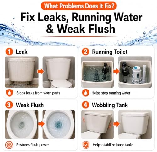 3 Inch Dual Flush Valve Replacement Kit for 2-Piece Toilets, Compatible with Glacier Bay, Toto, WaterRidge, AquaSource& More, Complete Toilet Repair Kit to Fix Leaks, Weak Flush & Wobbling (3 inch)