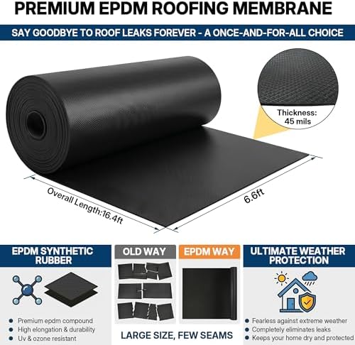 45mil EPDM Rubber Roofing Materials 6.6ft X 16.4ft RV Rubber Roof
