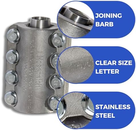 Hydraulic Hose Repair, Clamp Only for Fast Hose Repair, Durable Hose Repair Fittings, Hose Connector Repair, High Pressure Hose Clamps, Hose Patch Clamp - 1"
