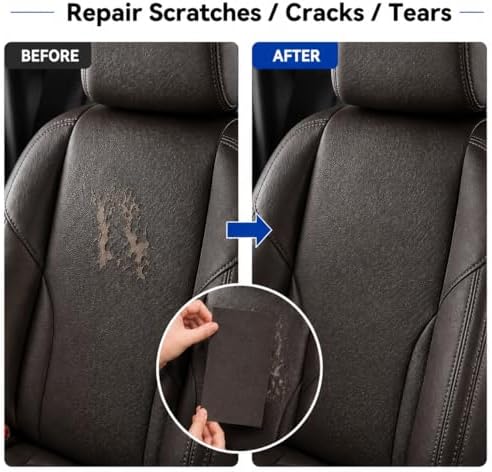 2PCS 8×4 Inch PU Leather Patch for Car Seat Repair, Self-Adhesive Leather Repair Patch Tape for Vinyl Leather Upholstery, Car Seat Furniture Repair Kit (Light Coffee)