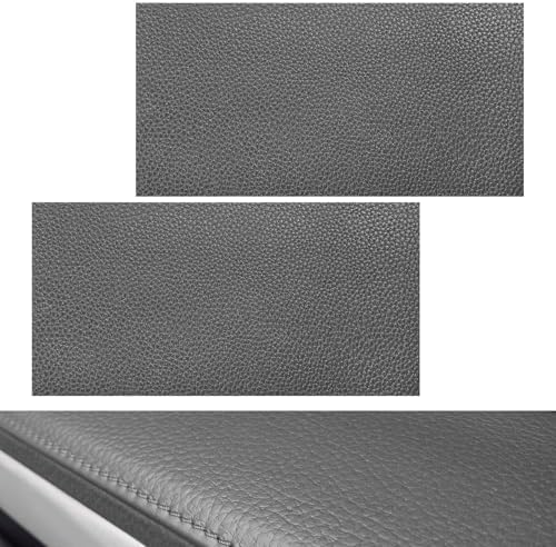 2 PCS PU Leather Patch for Car Seat Repair, 8 × 4 Inch Waterproof Auto Upholstery Cuttable Patches, Self-Adhesive Seat Leather Tape Portable Repair Kit for Vehicles (Gray)