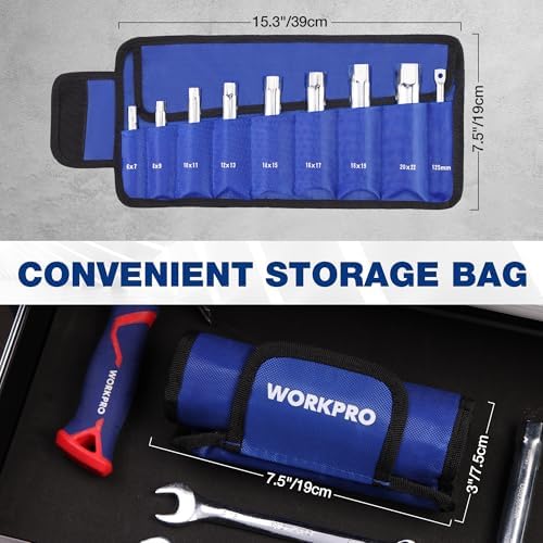 WORKPRO 9-Piece Shower Valve Socket Wrench Set with Bar Handle