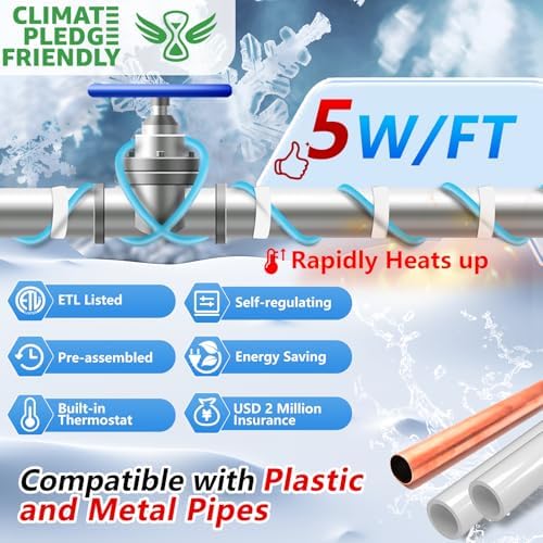 HEATIT 20Ft Heat Tape Self-Regulating Heating Cable for Metal and Plastic
