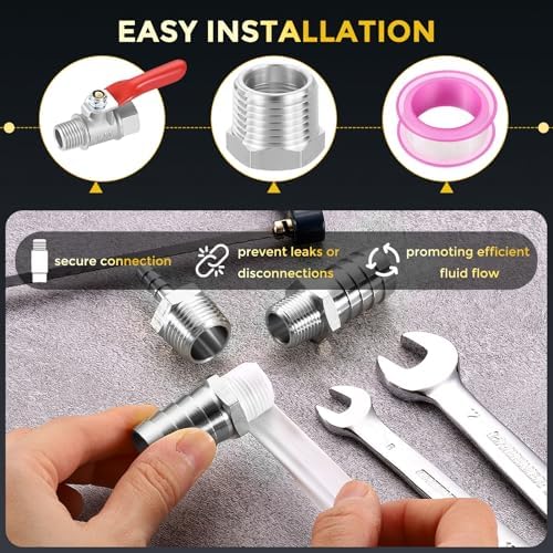 METALLIXITY 1PCS 1" MNPT x 3/8" FNPT Thread SUS304 Hex Bushing Extension | 304 Stainless Steel Pipe Fittings, Tube Adapters Convert for Water Line, Tub Spout/Shower Head