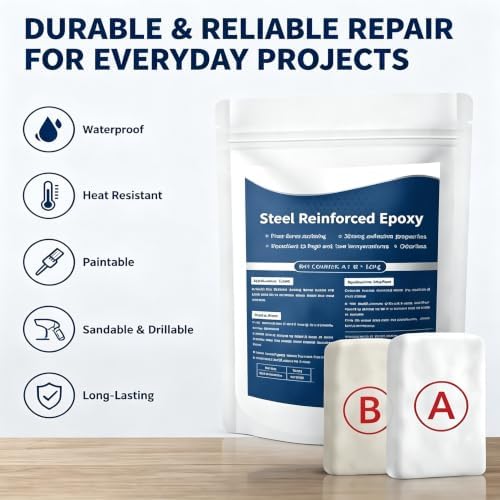 Steel Reinforced Epoxy Putty, Waterproof, Heat Resistant, Repair Clay