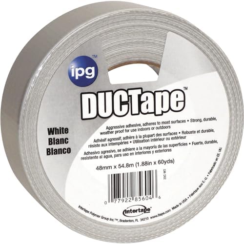 IPG JobSite DUCTape, Colored Duct Tape, 1.88" x 60 yd, White (Single Roll)