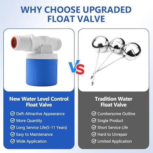 2Pcs 3/4" Aquapulse Side Inlet Water Float Valve, Automatic Water Level Conrtol Valves, Aqua pluse Water Tank Float Valve for Livestock, Swimming Pool, Toilet, Garden Irrigation System, 3/4" Hose