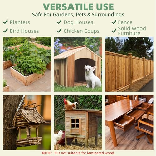 Garden Box Sealer 32OZ/946ML, Non-Toxic & Plant-Safe Waterproofing Wood Sealer for Raised Garden Beds, Planters & Pet Shelters, Long-Lasting Protection Against Water, Sun & Weather Damage