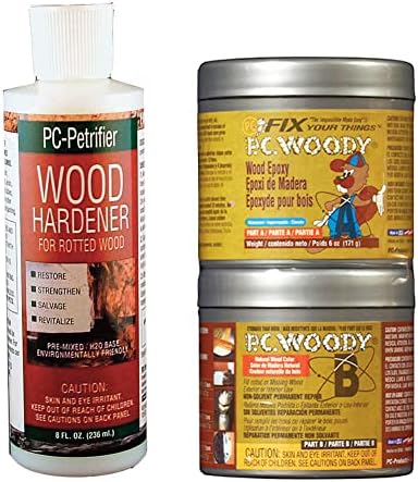 PC-Products Wood Repair Epoxy Paste and Wood Hardener Kit, PC-Woody 6 oz and PC-Petrifier 8 oz