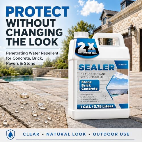 1 Gallon Concrete Sealer, Penetrating Water Repellent for Pavers & Stone