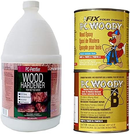 PC-Products Wood Repair Epoxy Paste and Wood Hardener Kit, PC-Woody 96 oz and PC-Petrifier 1 Gallon