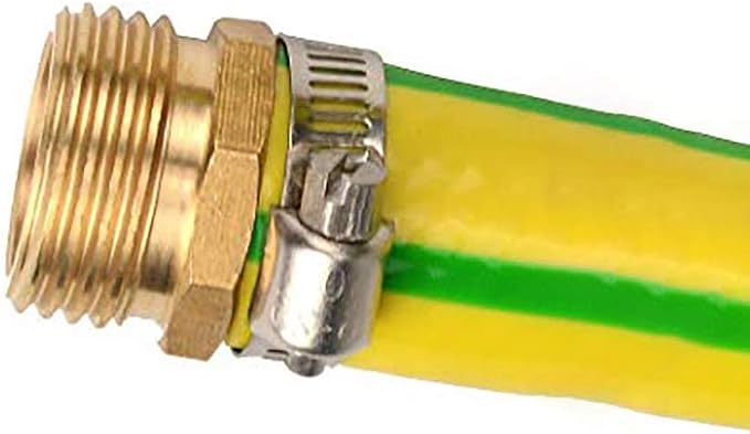 2 Pack Brass 5/8 Inch Male Thread Garden Hose Connectors, Hose Repair Mender with Clamps for 5/8 Inch Garden Hose