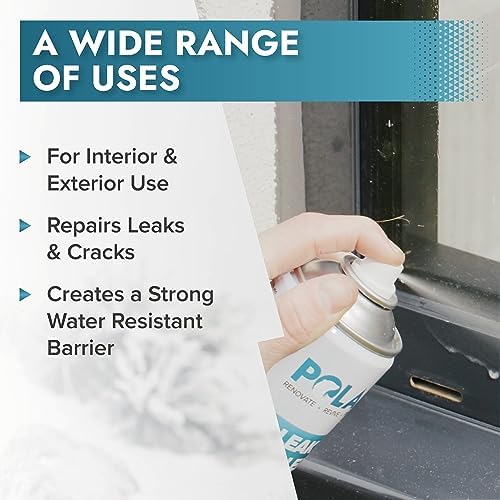 Polar Clear Leak Fix Spray - 6 x 13.5fl. oz - Waterproof Roof Sealant - Instantly Seals Leaks and Cracks, for Lasting Protection on Roofs, Drainpipes & Gutter Repairs- for Interior and Exterior Use