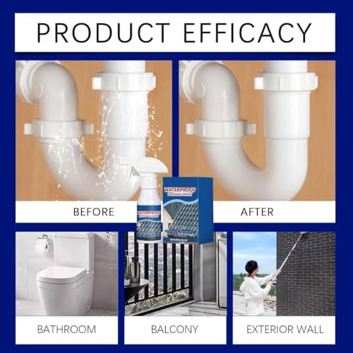 Waterproof Seepage Spray for Kitchen & Bathroom Repair, Powerful Liquid Coating for Roofs, Pipes, Walls, and Home Repair Crack Bathroom Kitchen Wall (3pcs)