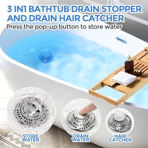 zaa 2 in 1 Bathtub Drain Stopper & Hair Catcher Pop-Up Plug