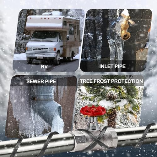 50FT（3FT-200FT）Pipe Heating Cable for Pipe Freeze Protection, Heat Cable for Water Pipes(Metal and Plastic), Pipe Heat Tape Keeps Water Flowing at -40°F 5w/ft, 120V (Pack of 2)