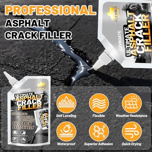 Asphalt Crack Filler, 1.5LB Waterproof Self Leveling Driveway Crack Filler