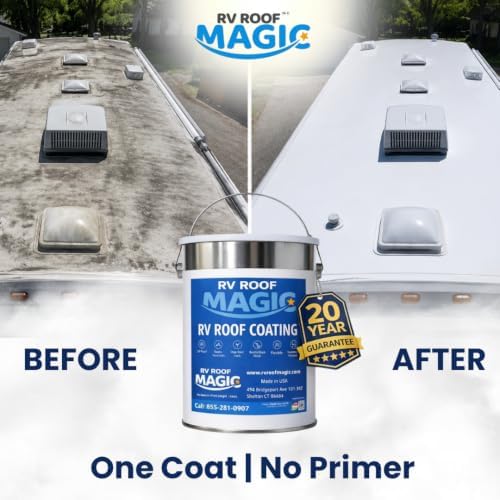 Best RV Roof Coating for Your Roof Repair | The Only RV Roof Sealant Comes with One Coat Application- No Primer Needed | Best Waterproof Sealant with UV Resistant | 1 Gallon Pail | Covers 50 Sq. Ft.