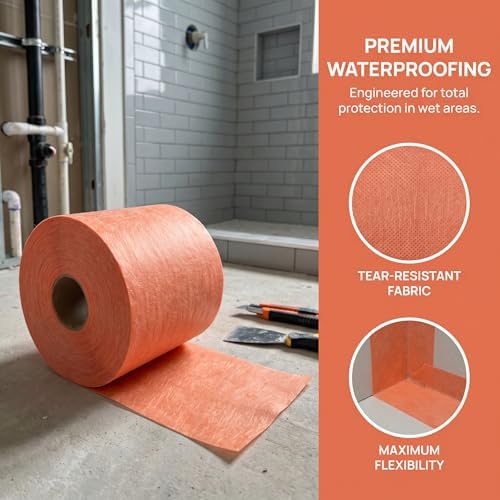 Waterproof Membrane for Shower 5" x 100 ft | 20Mils Thickness Waterproofing Membrane | Ideal for Shower, Tile Flooring, Sauna Bathroom Walls, Tile Underlayment